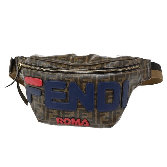 FENDI ｘ FILA Zucca Pattern Shoulder Body Bag Glazed Fabric Leather BN 81YH587 - Picture 1 of 16